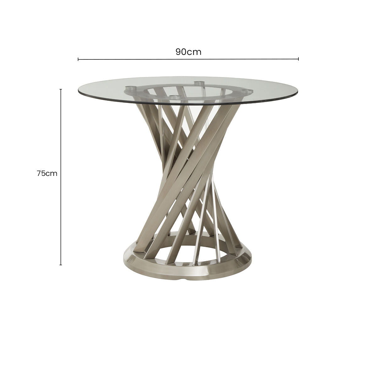 Clear Glass Top and Silver Hourglass Base Dining Table, Anzio