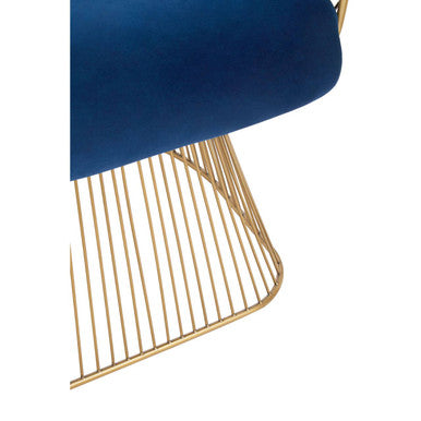 Anzio Navy Blue Velvet And Brushed Gold Chair - Image 6