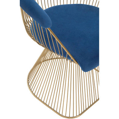 Anzio Navy Blue Velvet And Brushed Gold Chair - Image 7