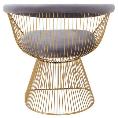 Anzio Grey Velvet And Brushed Gold Chair - Image 4