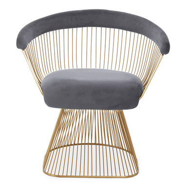 Anzio Grey Velvet And Brushed Gold Chair