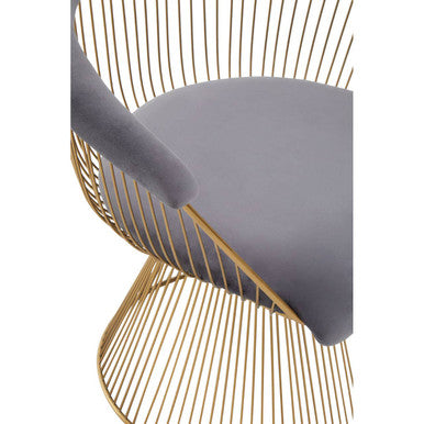 Anzio Grey Velvet And Brushed Gold Chair - Image 7