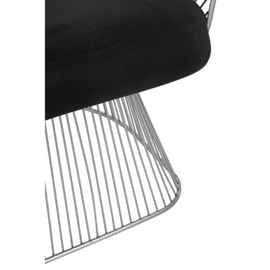 Anzio Black Velvet And Brushed Silver Chair - Image 6
