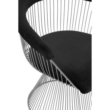 Anzio Black Velvet And Brushed Silver Chair - Image 7