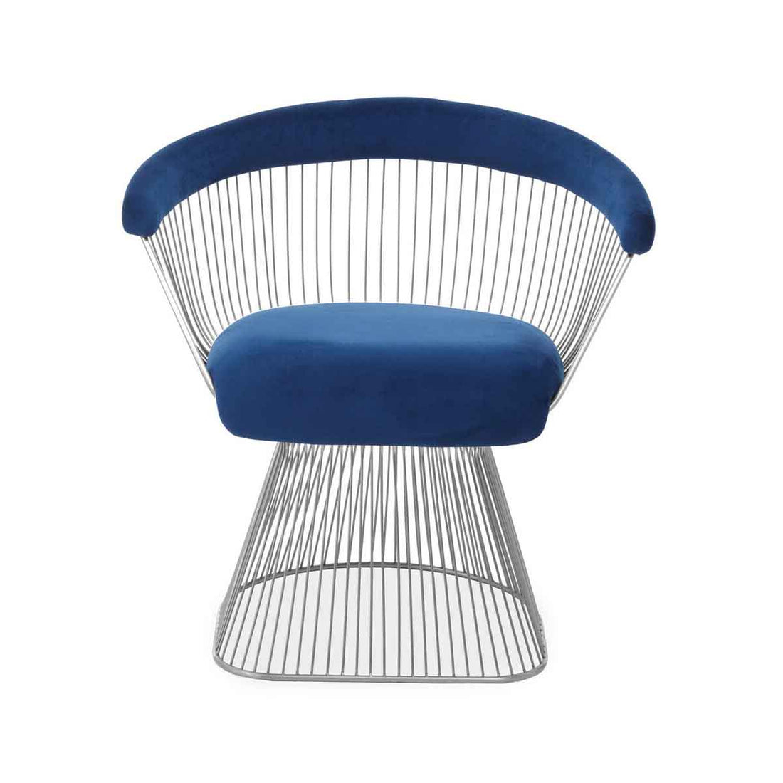 Anzio Navy Blue Velvet And Brushed Silver Chair