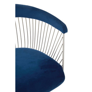 Anzio Navy Blue Velvet And Brushed Silver Chair - Image 5