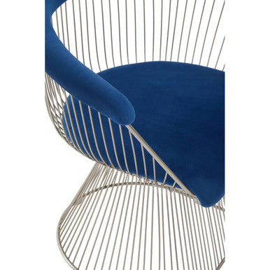 Anzio Navy Blue Velvet And Brushed Silver Chair - Image 7
