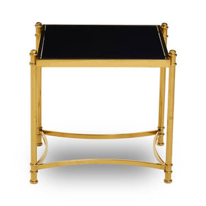 Ackley Gold Side Table with Black Glass