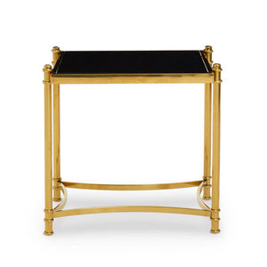 Ackley Gold Side Table with Black Glass