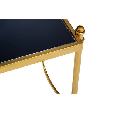 Ackley Gold Side Table with Black Glass