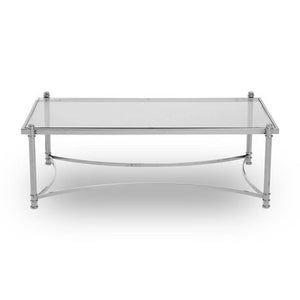 Ackley Silver Coffee Table with Clear Glass