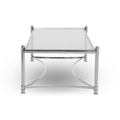 Ackley Silver Coffee Table with Clear Glass