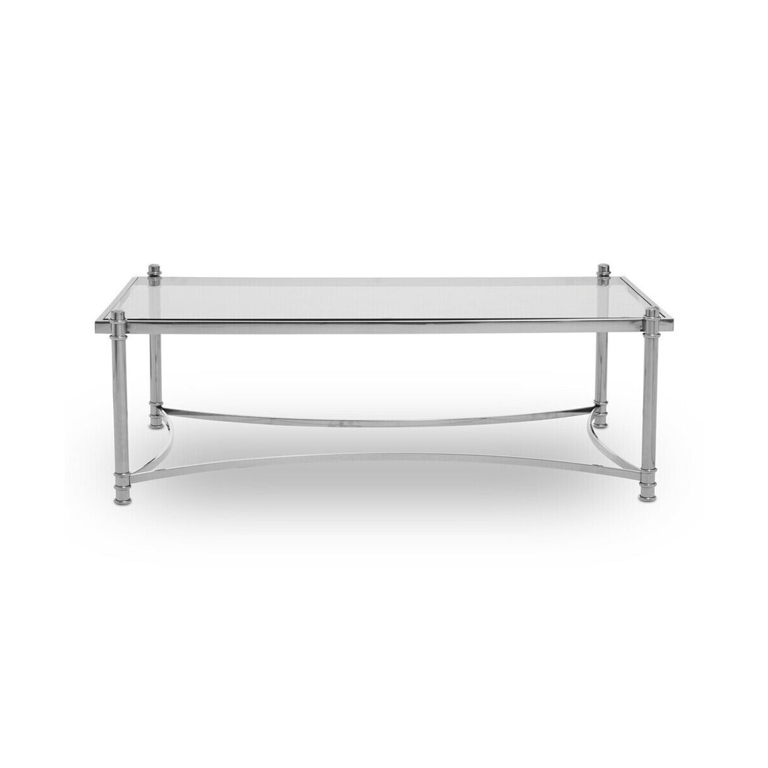 Ackley Silver Coffee Table with Clear Glass