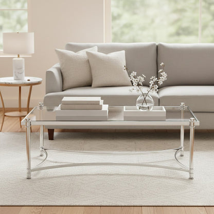 Ackley Silver Coffee Table with Clear Glass