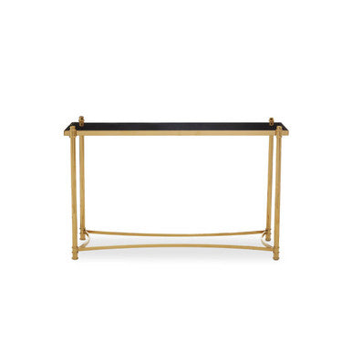 Ackley Gold Console Table with Black Glass