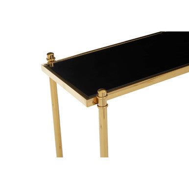Ackley Gold Console Table with Black Glass