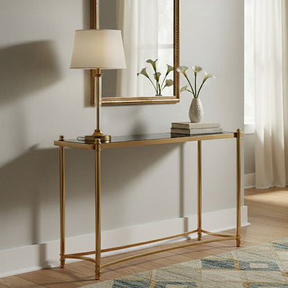Ackley Gold Console Table with Black Glass - Image 1