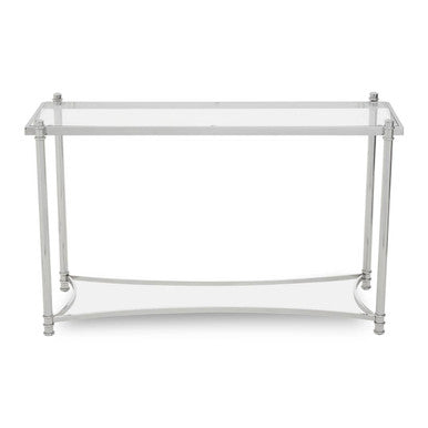 Ackley Silver Console Table with Clear Glass