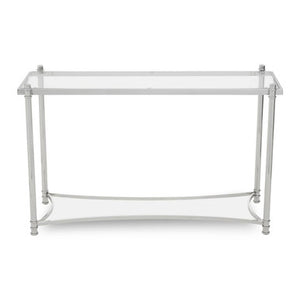 Ackley Silver Console Table with Clear Glass
