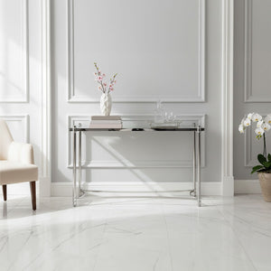 Ackley Silver Console Table with Clear Glass