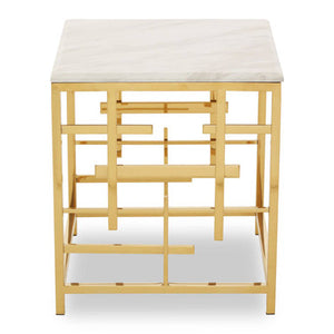 Aprilia White Marble Side Table