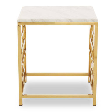 Aprilia White Marble Side Table