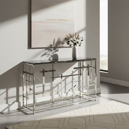 Aprilia Black Marble Console Table