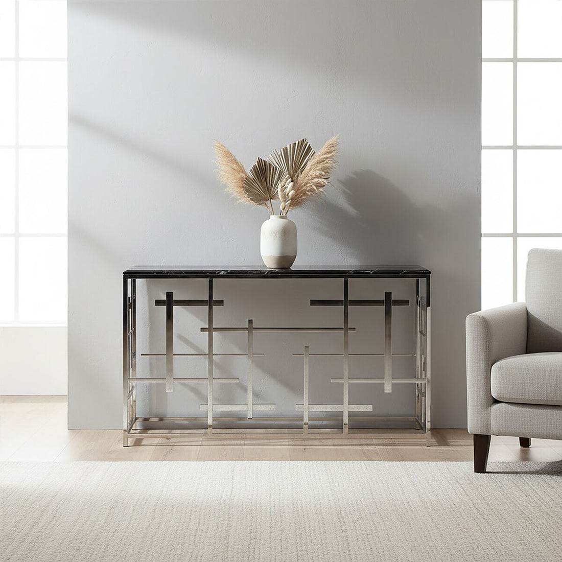 Aprilia Black Marble Console Table