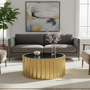 Alvaro Black And Titanium Round Coffee Table