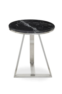Alvaro Round Side Table With Black Marble Top