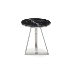 Alvaro Round Side Table With Black Marble Top