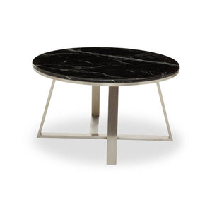 Alvaro Round Coffee Table With Black Marble Top