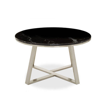 Alvaro Round Coffee Table with Black Marble Top