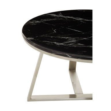 Alvaro Round Coffee Table With Black Marble Top