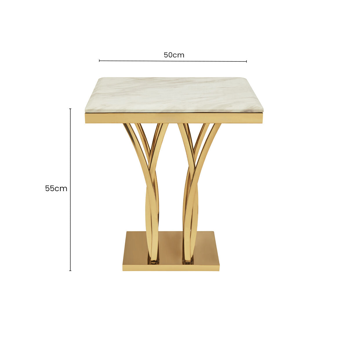 Arenza White Marble And Gold Side Table