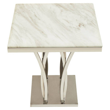 Arenza Black Marble And Silver Side Table