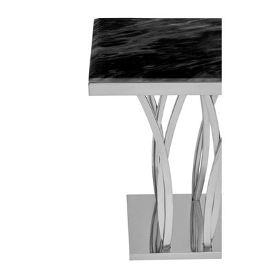 Arenza Black Marble And Silver Side Table