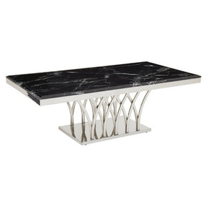 Arenza Black Marble And Silver Coffee Table