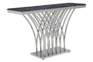 Arenza Black Marble And Silver Console Table