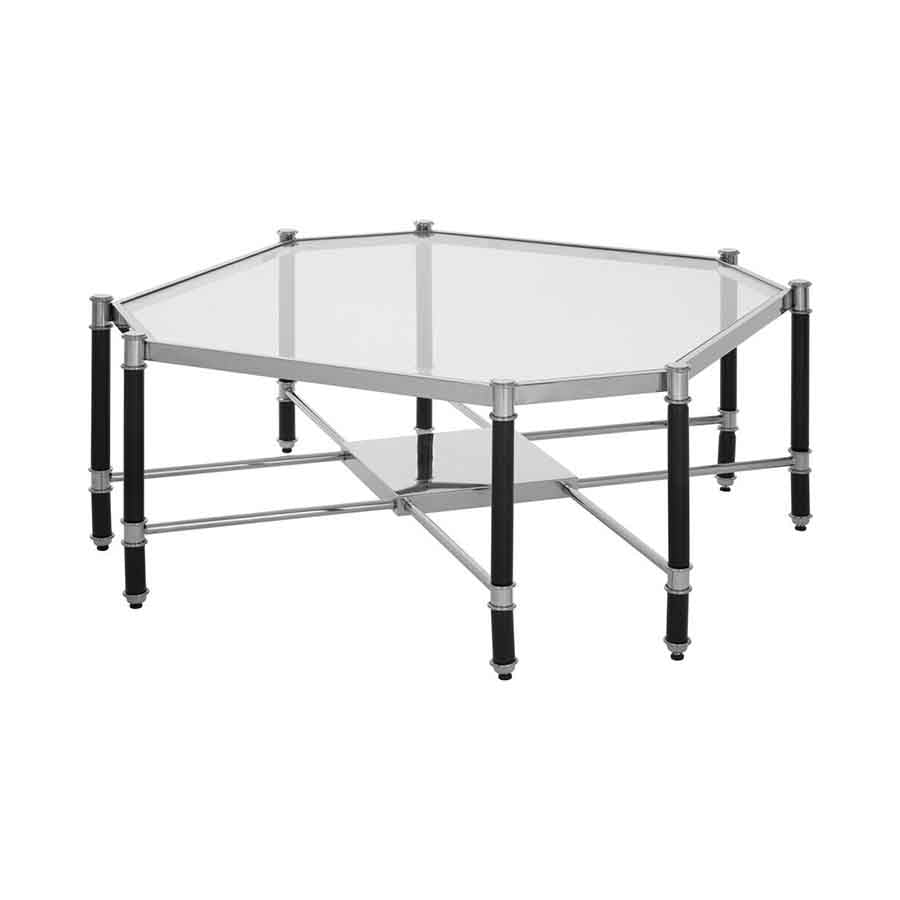 Allessi Silver Metal Coffee Table with Black Legs