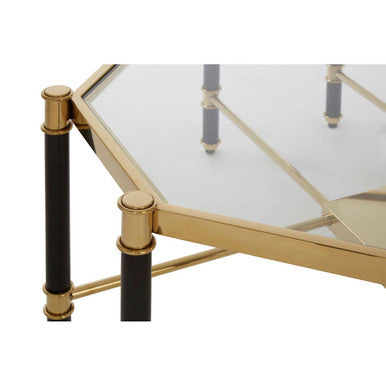 Allessi Silver Metal and  Side Table with Black Legs