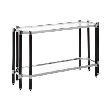 Allessi Silver and Black Console Table with Glass Top