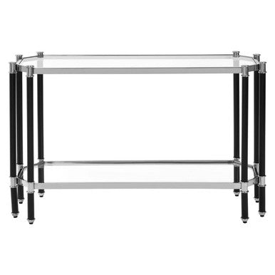 Allessi Silver and Black Console Table with Glass Top