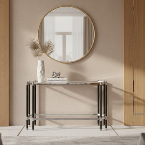 Allessi Silver and Black Console Table with Glass Top