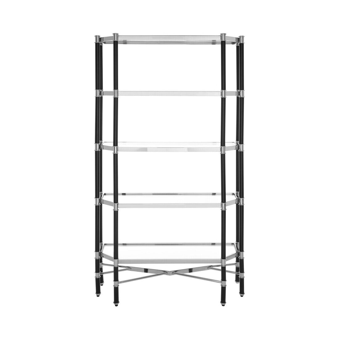 Allessi 5 Shelf Unit In Silver Metal and Black Frame