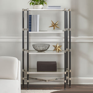 Allessi 5 Shelf Unit In Silver Metal and Black Frame