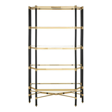 Allessi 5 Shelf Unit In Champagne Finish and Black Frame