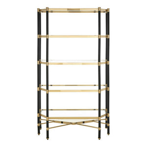 Allessi 5 Shelf Unit In Champagne Finish and Black Frame