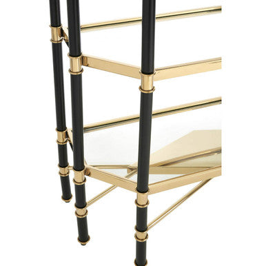 Allessi 5 Shelf Unit In Champagne Finish and Black Frame