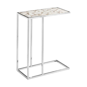 Vita White And Silver Agate Side Table